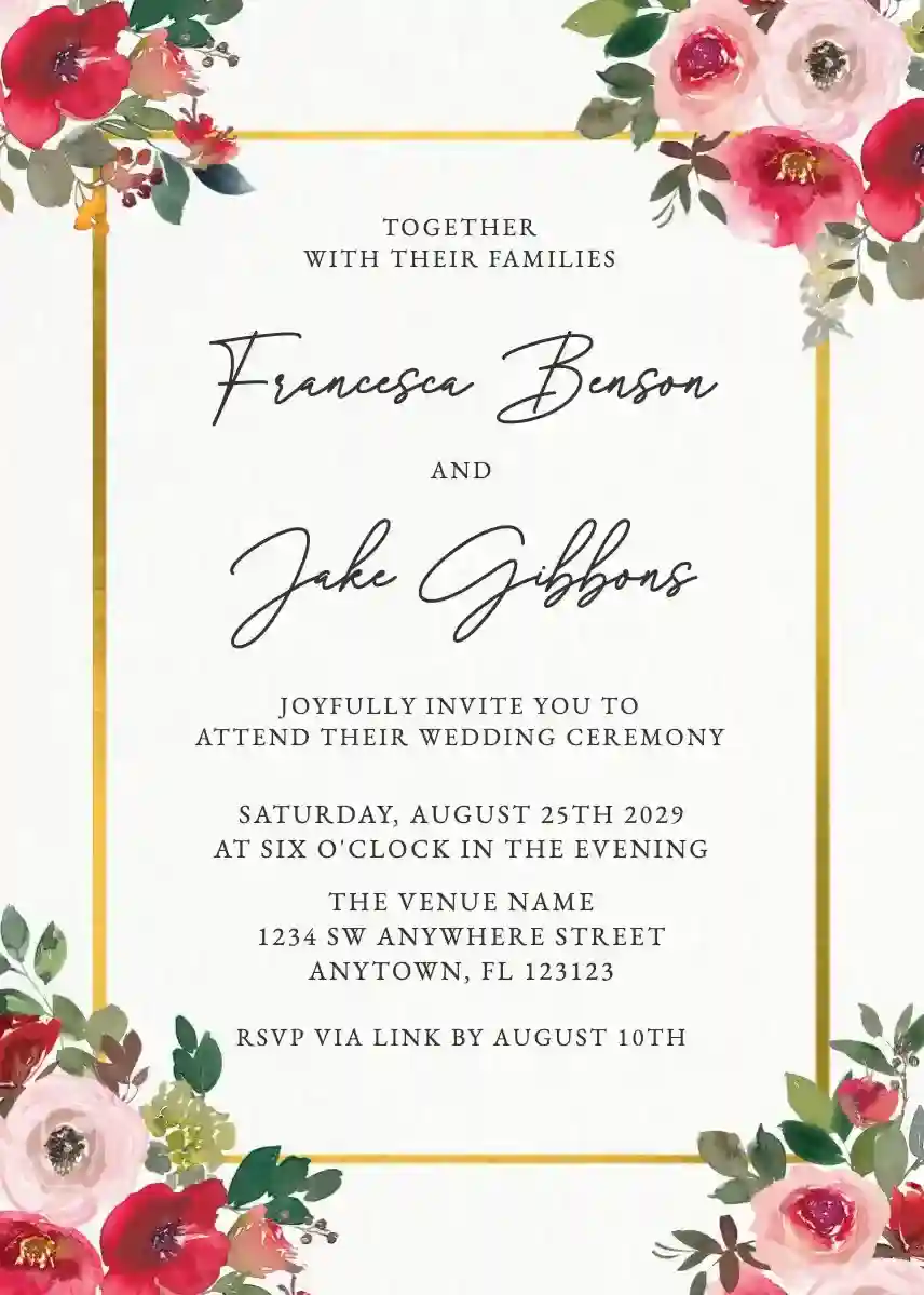 Skabeloner Til Bryllupsinvitationer - Blush Blomster